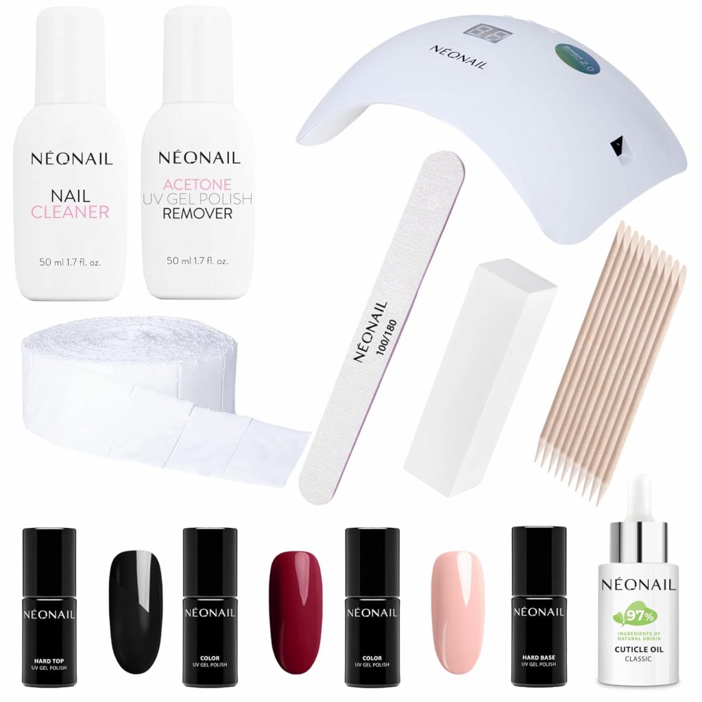 NÉONAIL Nagellack UV Lampe - NÉONAIL Starter Set mit LED Lampe 22W/48 - 4x UV Nagellack 7,2 ml - LED UV Lampe - Maniküre Set
