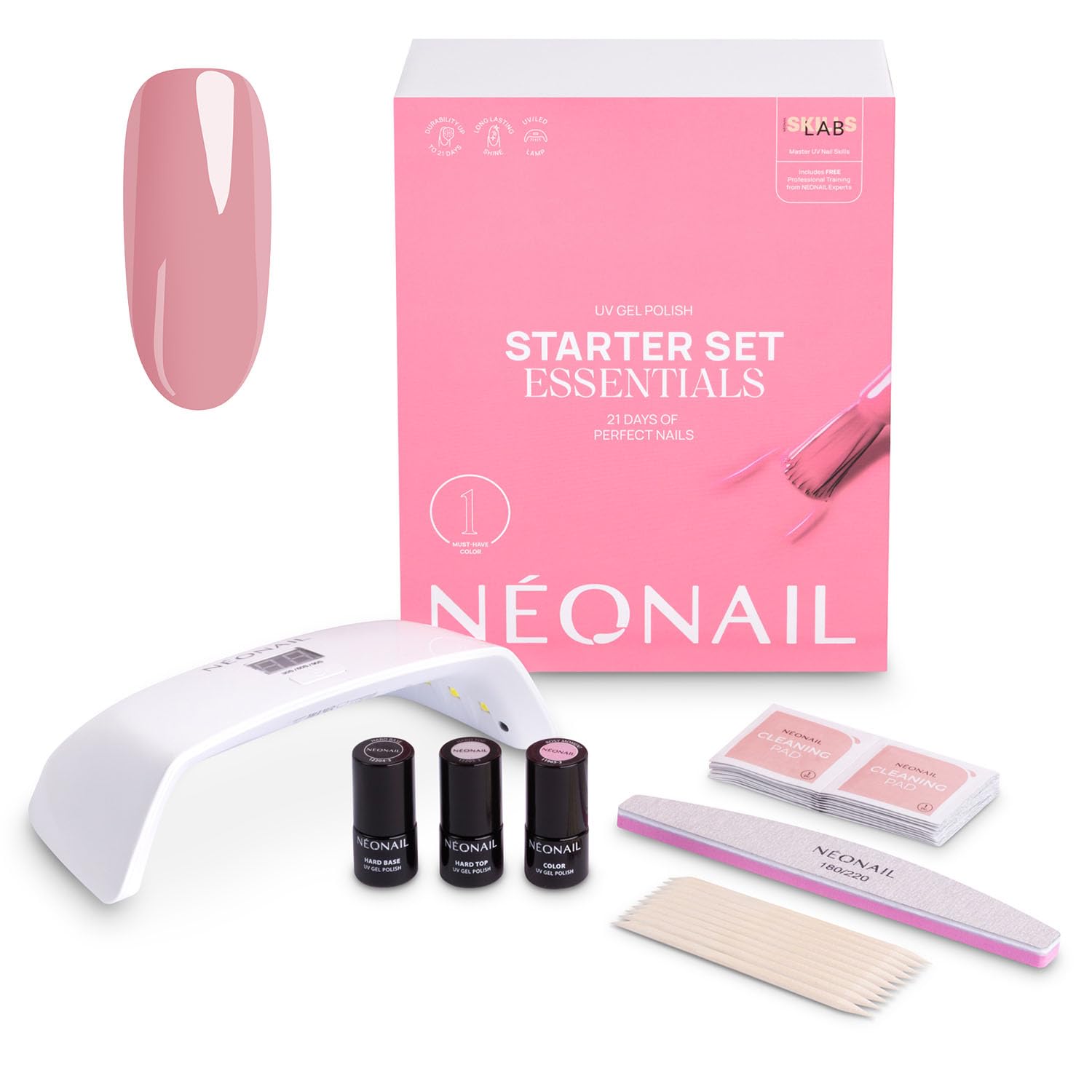 NÉONAIL Nagellack UV Lampe - NÉONAIL Essentials Starter Set - LED UV Lampe 10W/36 - UV Nagellack - Maniküre Set - Top - Starterset mit Lampe - Sets -