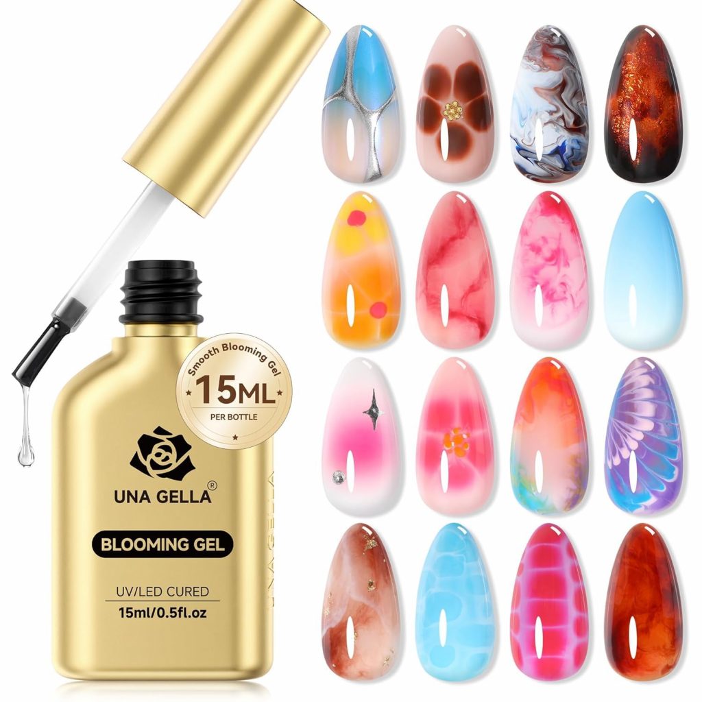 UNA Gel Nail UV - UNA GELLA Blooming Gel, 15 ml transparent für Verlaufeffekte UV/LED erforderlich Nail Blooming Gel für Marmor Naturstein