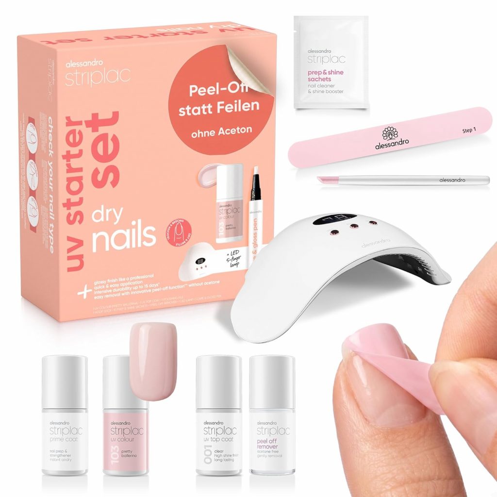 alessandro Nagellack UV Striplac - alessandro Striplac UV Nagellack Set - Trockene Nägel - Bis zu 15 Tage Halt ohne Absplittern - Leichtes Entfernen
