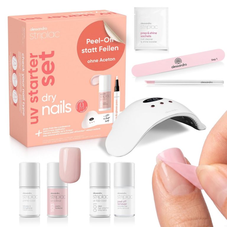 alessandro Nagellack UV Striplac - alessandro Striplac UV Nagellack Set - Trockene Nägel - Bis zu 15 Tage Halt ohne Absplittern - Leichtes Entfernen