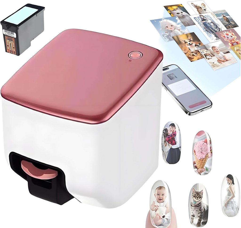 3D Smart Nageldrucker WLAN - 3D Smart Nageldrucker Mit WLAN/DIY-Funktion, Digitaler Mobiler Nagelkunstdrucker, 7,2w, 4800 DPI Hohe AuflöSung, 10sekunden Schneller Druck, FüR Salon Zuhause, SchöNheit KöRperpflege