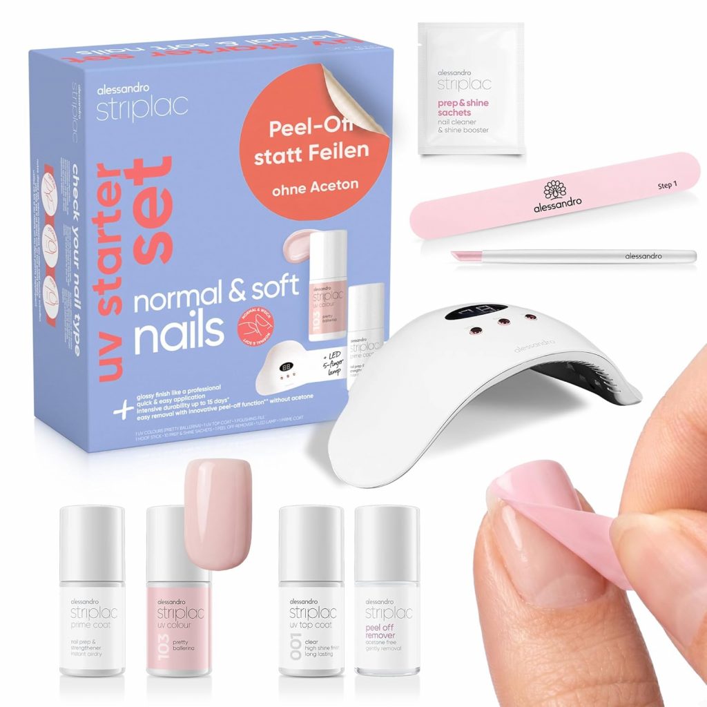 alessandro Nagellack UV Striplac - alessandro Striplac UV Nagellack Set - Normale & Weiche Nägel - Bis zu 15 Tage Halt ohne Absplittern